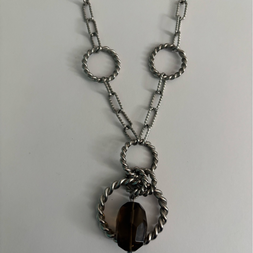 Elegant Silver and Brown Women's Necklace